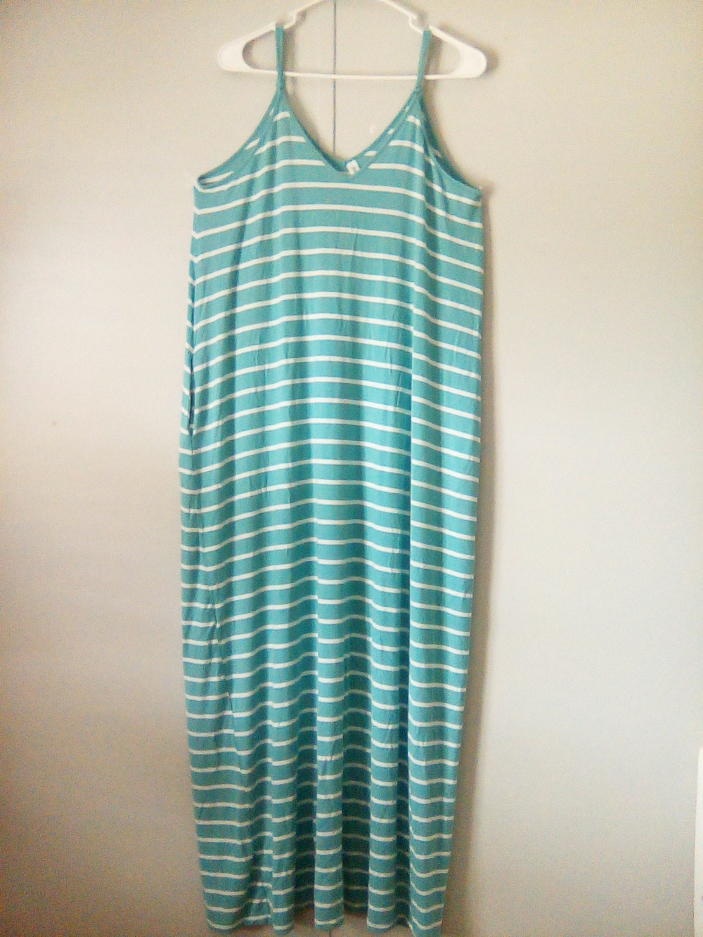Zenana Outfitters Teal & White Striped Maxi Tank
